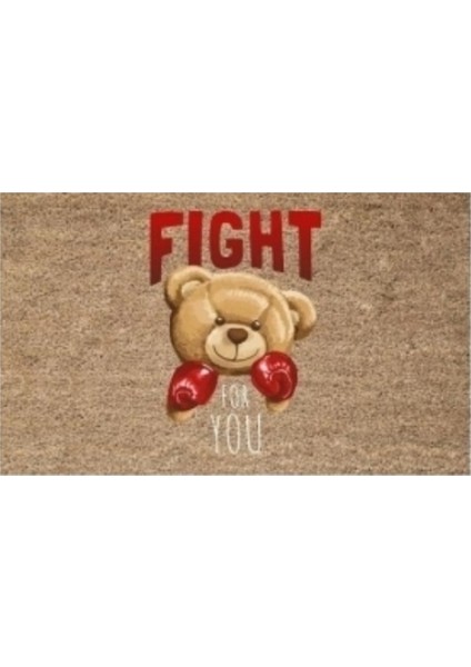 Bej Kapı Önü Paspası Fight For You Ayıcık Desen K-3321