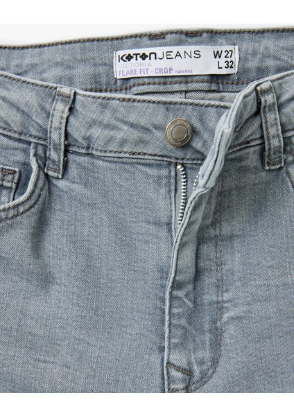 Yüksek Bel Ispanyol Paça Denim Pantolon - Kick Flare Jeans