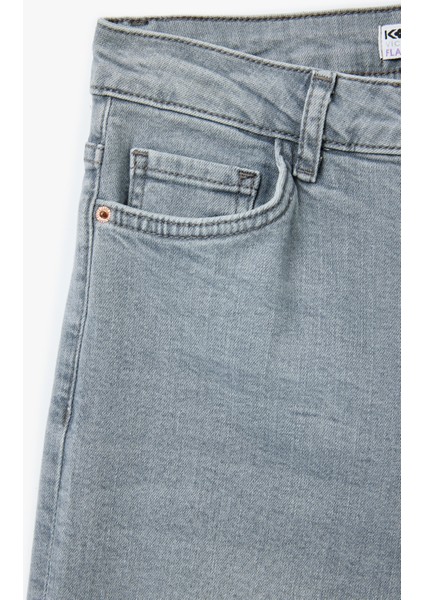 Yüksek Bel Ispanyol Paça Denim Pantolon - Kick Flare Jeans