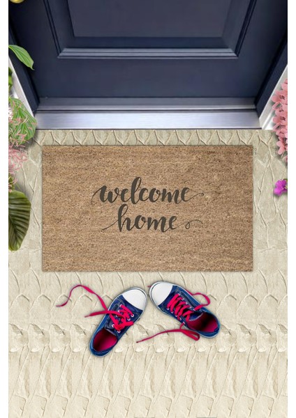 Siyah Kapı Önü Paspası Welcome Home Desen K-3290