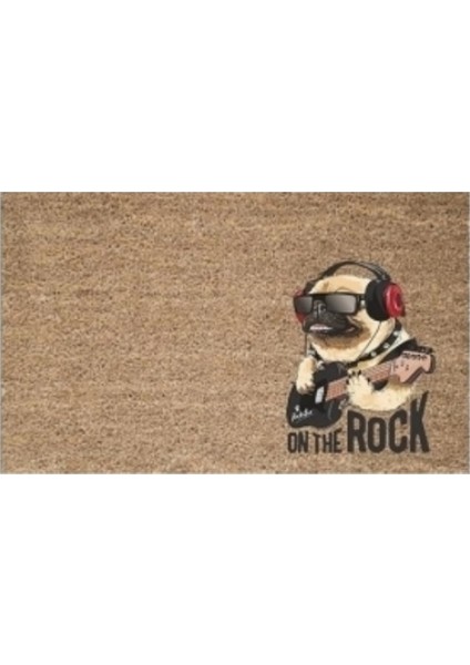 Dijital Baskı Kahverengi On The Rock Köpek Dekoratif Kapı Paspası K-2040