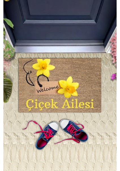 Kapı Önü Paspası Dekoratif Dijital Baskı Welcome P-2462