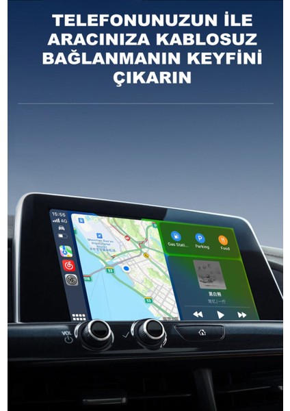 Kablosuz Carplay & Android Auto, USB ve Type-C Uyumlu Araç Multimedya Adaptörü