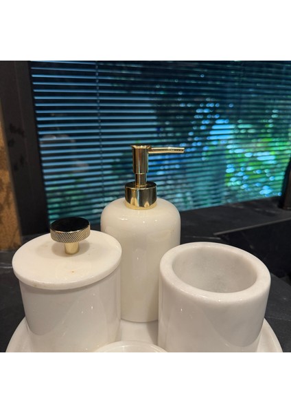 Beyaz Mermer Beşli Banyo Seti , Beyazmermerbanyo Seti