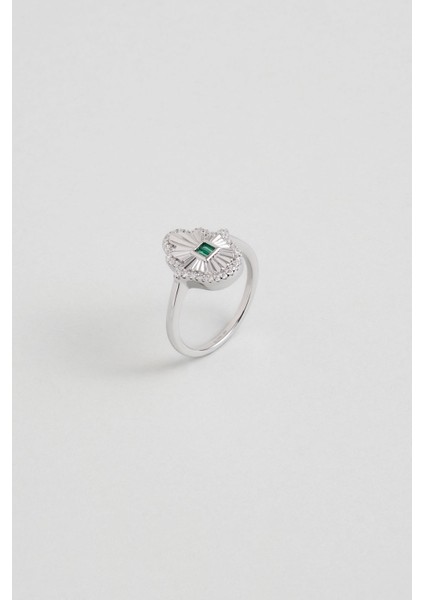 Fatma Ana Eli 18 Ayar Beyaz Altın Kaplama Gümüş Yüzük