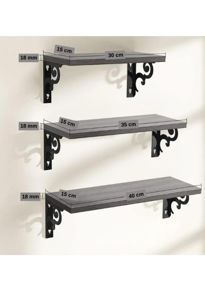 Duvar Rafı Kitaplık Mutfak Banyo Yaşam Alanı Metal Ahşap 3 Lü Set Raf fiyatları