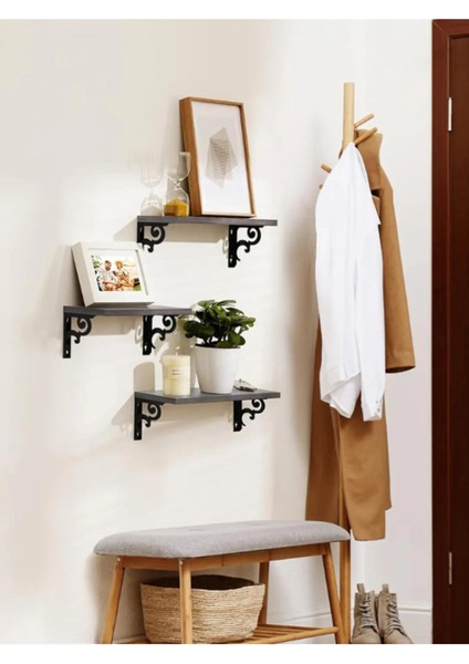 Duvar Rafı Kitaplık Mutfak Banyo Yaşam Alanı Metal Ahşap 3 Lü Set Raf fırsatları
