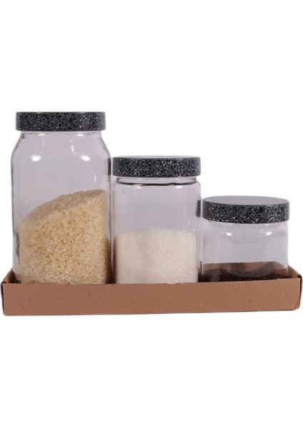 139357-810 Granit Desenli Kavanoz Seti 3'lü (425-660-1000 Ml)