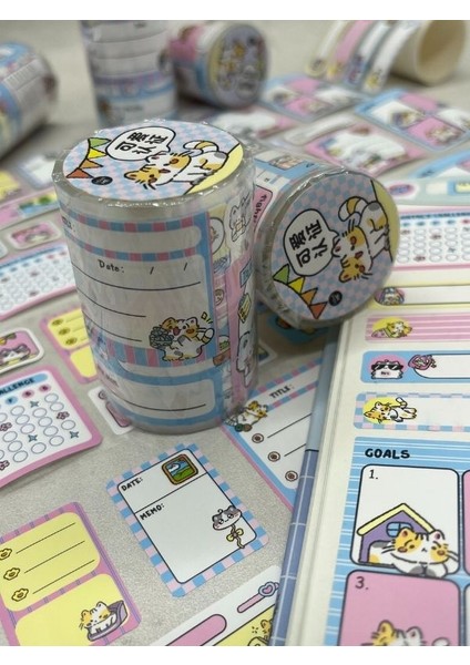 Kedi Temalı Tek Tek Çıkartmalı Haftalık-Aylık Planlayıcı Motivasyon Stickerı Washi Bant/etiket/bullet Journal fiyatları