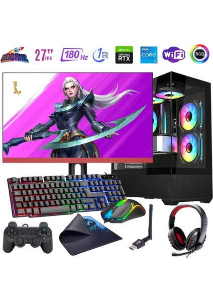 I5 13400F 32GB Ddr4 1tb M2 12GB RTX4070 27" 180Hz Mon. Oyun Bilgisayarı (Gaming Set)