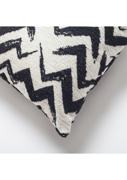 Havana - Zigzag Desenli Kırlent 45 x 45 cm - Siyah & Beyaz (Ic Yastık Dahil) fiyatları