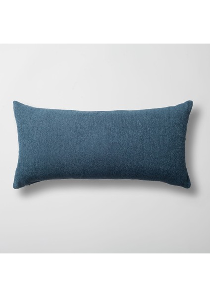 Julia - Düz Bukle Dokuma Lumbar Kırlent 35 x 70 cm - Petrol (Ic Yastık Dahil)