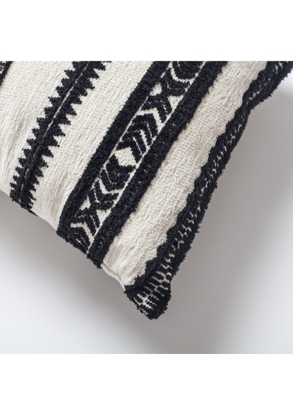Mitos - Etnik Çizgili Desenli 40 x 60 cm Kırlent - Siyah & Beyaz (Ic Yastık Dahil) fiyatları