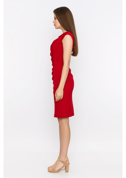 Omzu Kurdeleli Drape Detaylı Elbise fiyatları