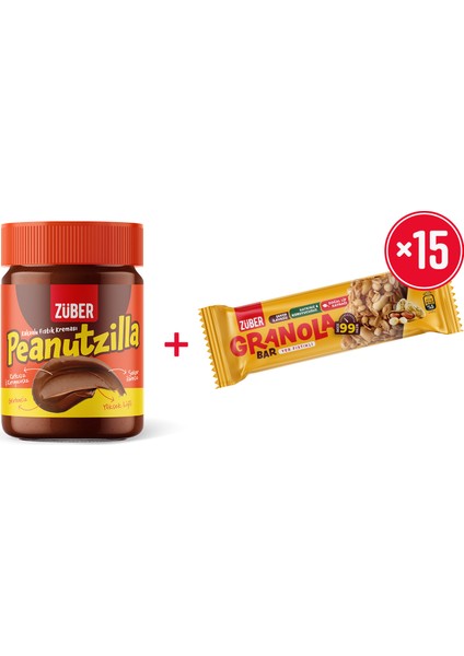 Peanutzilla 1 Adet + Yer Fıstıklı Granola Bar x15 Adet