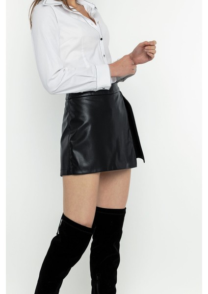 Deri Görünümlü Şort Etek fırsatları