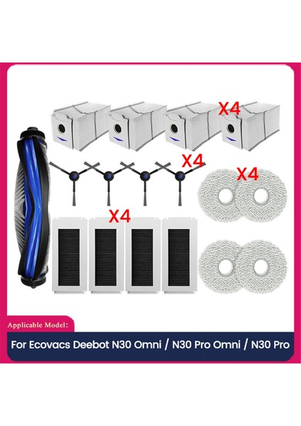 Debot N30 Omnı / Pro Vakum Parçaları Için Aksesuar Seti Ana Yan Fırça Hepa Filtre Paspas Bezi Toz Torbası (Yurt Dışından)