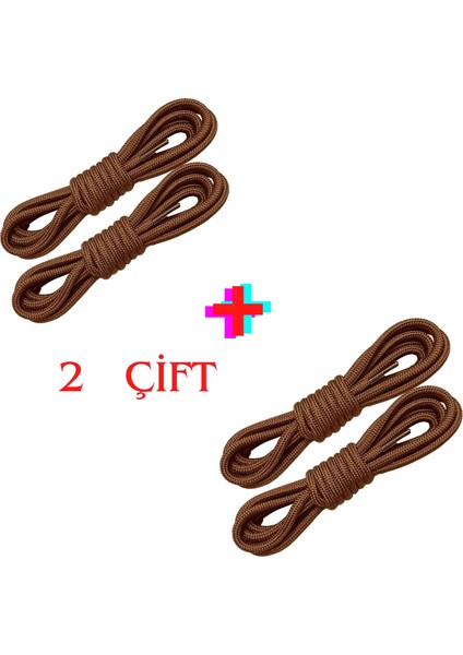 -2 ÇİFT, 150 cm, KoyuKahverengi , Sağlam, Fitilli, Çift Katmanlı, Ekstra Dayanıklı Bağcık, Bot Bağcığı