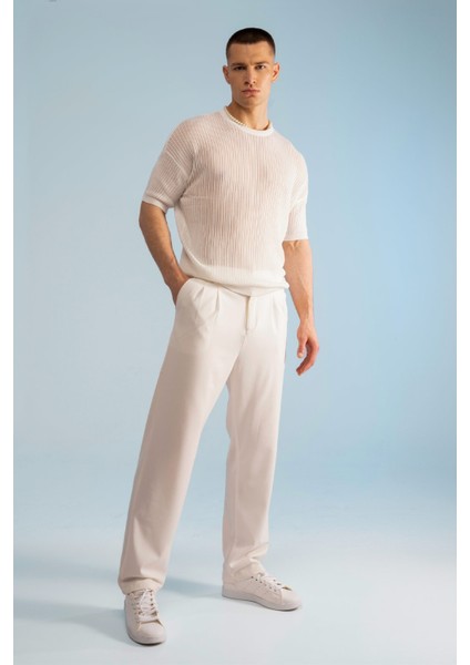 Pile Detaylı Kumaş Baggy Pantolon