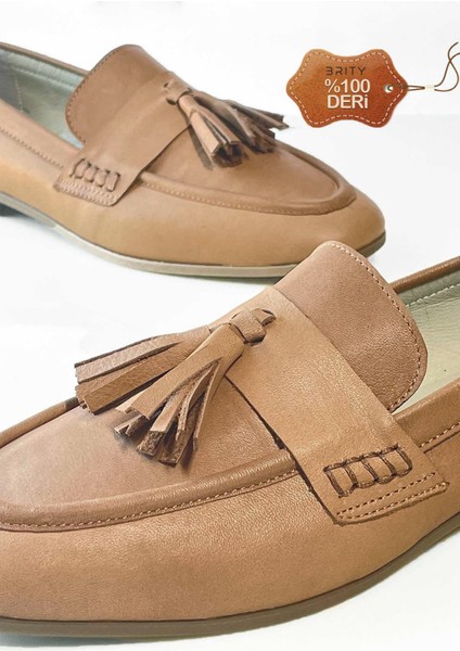 Kadın Püskül Detaylı Hakiki Deri Loafer fırsatları