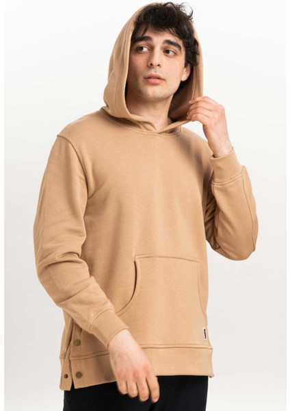 Çıt Çıt Detaylı Kapüşonlu Erkek Sweatshirt
