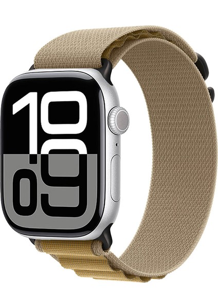 Watch 10 46MM Uyumlu Zore Krd-74 Hasır Kordon-Siyah-Haki