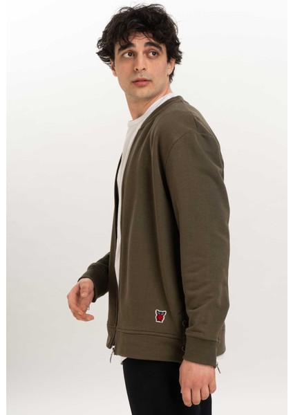 Fermuar Detaylı Erkek Bomber Sweatshirt