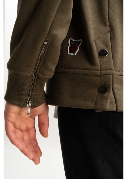 Fermuar Detaylı Erkek Bomber Sweatshirt indirimleri