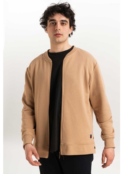 Fermuar Detaylı Erkek Bomber Sweatshirt indirimleri