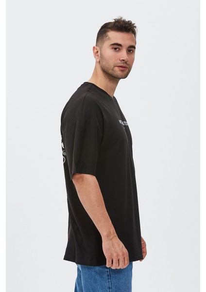 Meditation Baskılı Oversize Tişört