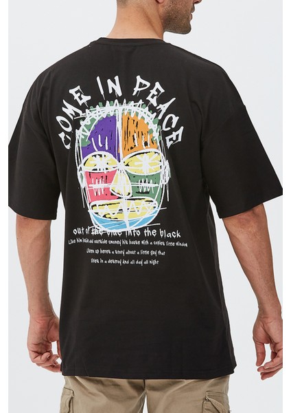 Come In Peace Baskılı Oversize Tişört