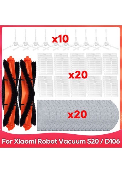 Xiaomi Robot Süpürge S20 / D106 Süpürge Yedek Parçaları Silindir Fırça Yan Fırça Filtre Paspas Bezleri Için Aksesuar Seti (Yurt Dışından)