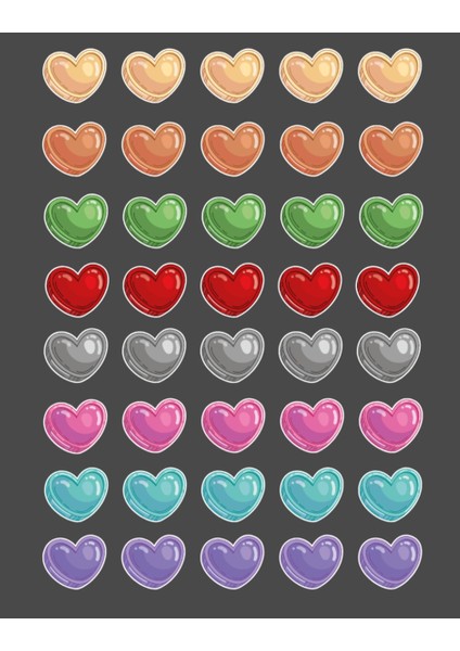 Renkli Kalpler Sticker Set