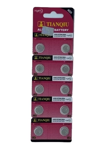 Tıanqıu Ag5 LR754/393 Alkalin 10'lu Düğme Pil