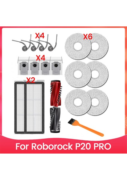 19PCS Fırça Filtre Toz Torbası ve Paspas Bez Kiti Roborock P20 Pro Vakum Süpürge Aksesuarları Yedek Parçalar (Yurt Dışından)