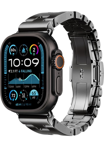 Apple Watch Ultra 49MM Zore KRD-125 Metal Kordon Strap Kayış-Siyah