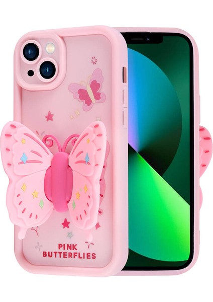 Apple iPhone 13 Kılıf Kamera Korumalı Figür Tasarımlı Zore Kapya Kapak-Pembe Koyu