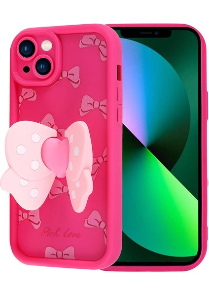 Apple iPhone 13 Kılıf Kamera Korumalı Figür Tasarımlı Zore Kapya Kapak-Pembe Koyu