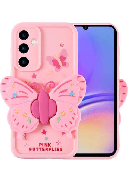 Samsung Galaxy A05S Kılıf Kamera Korumalı Figür Tasarımlı Zore Kapya Kapak-Pembe Açık