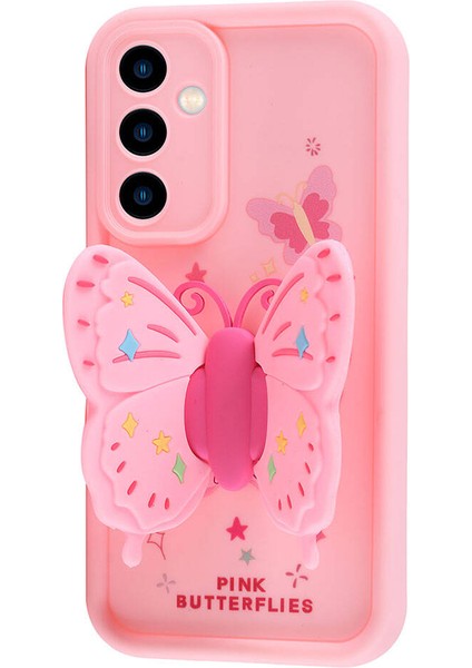 Samsung Galaxy A05S Kılıf Kamera Korumalı Figür Tasarımlı Zore Kapya Kapak-Pembe Açık