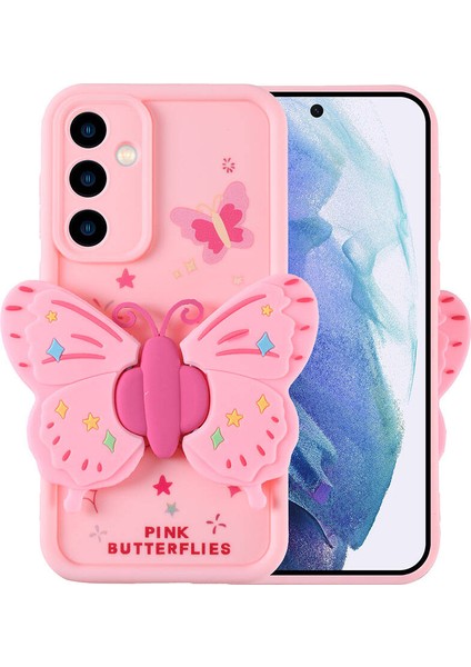 Samsung Galaxy A55 Kılıf Kamera Korumalı Figür Tasarımlı Zore Kapya Kapak-Pembe Açık