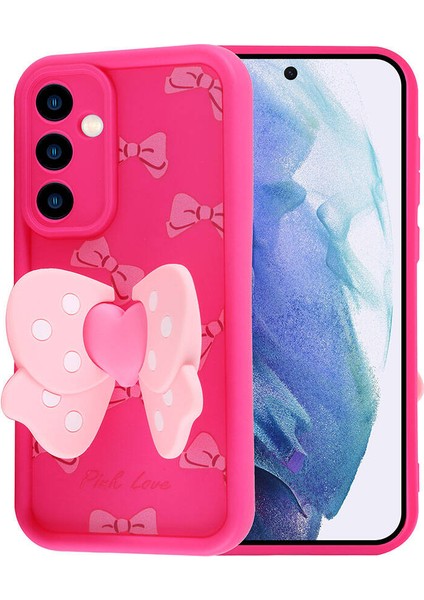 Samsung Galaxy A55 Kılıf Kamera Korumalı Figür Tasarımlı Zore Kapya Kapak-Pembe Açık