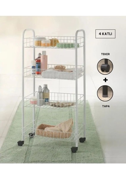 Banyo Düzenleyici Mutfak Rafı Meyve ve Sebze Sepeti Çok Amaçlı Düzenleyici Sepet Beyaz