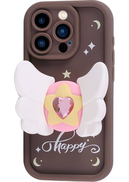 Apple iPhone 14 Pro Max Kılıf Kamera Korumalı Figür Tasarımlı Zore Kapya Kapak-Pembe Açık fiyatları