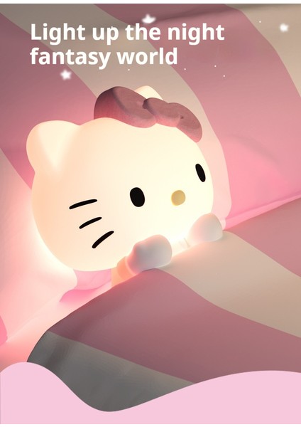Sanrio Hello Kitty Gece Lambası Pat Işık Kt Kedi Silikon Başucu Vibe Doğum Günü Hediyesi Kız (Yurt Dışından) fırsatları