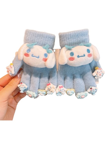 Çocuk Eldivenleri Kuromi Beş Parmaklı Sıcak Kadife Eldivenler (Yurt Dışından)