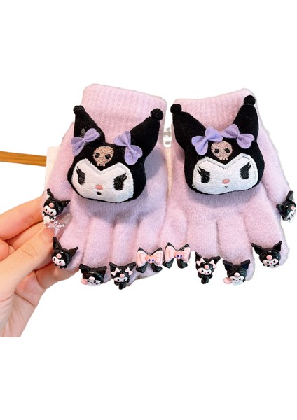 Çocuk Eldivenleri Kuromi Beş Parmaklı Sıcak Kadife Eldivenler (Yurt Dışından) fiyatları