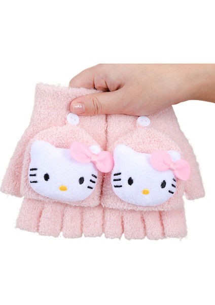 Çocuk Eldivenleri Kuromi Yarım Parmak Eldivenleri Artı Kadife Sıcak Eldivenler (Yurt Dışından)