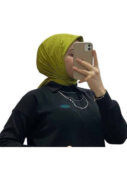 Jakarlı Içiçe Halka Desenli Eşarp 1051