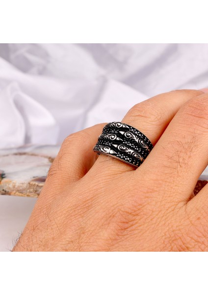 925 Ayar Gümüş Pençe Model Mikro Taşlı Erkek Yüzük